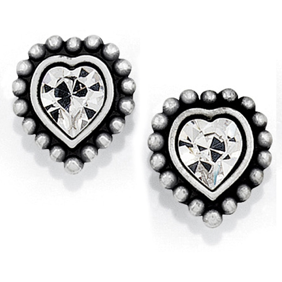 SHIMMER HEART MINI POST EARRINGS - SILVER