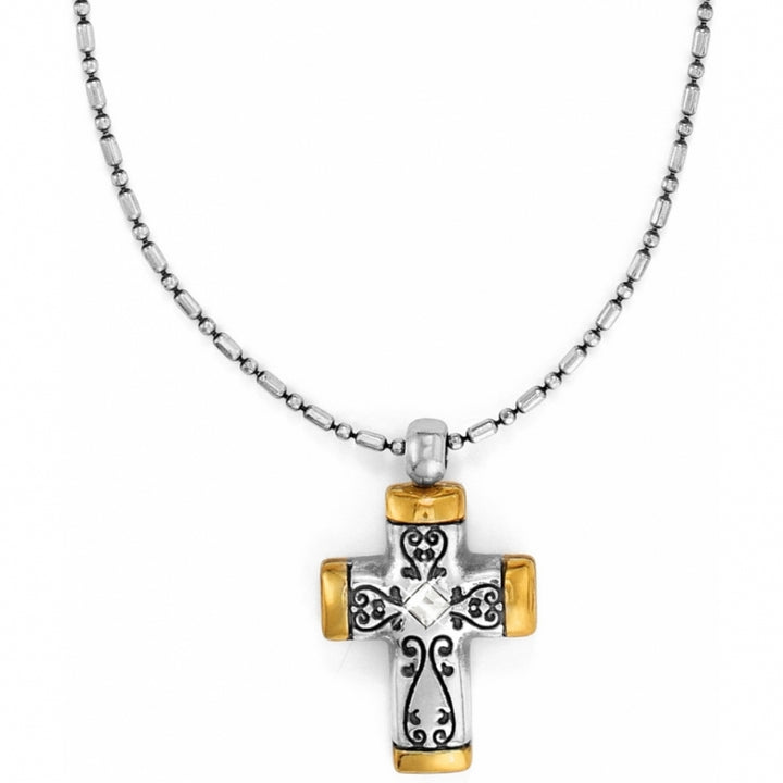 VENEZIA PETITE CROSS NECKLACE - SILVER-GOLD