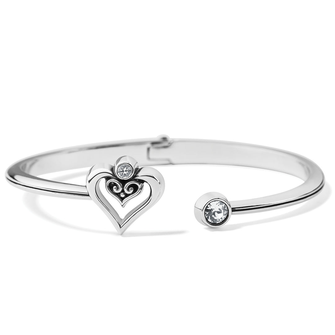 ALCAZAR DUET HEART OPEN HINGED BANGLE - SILVER