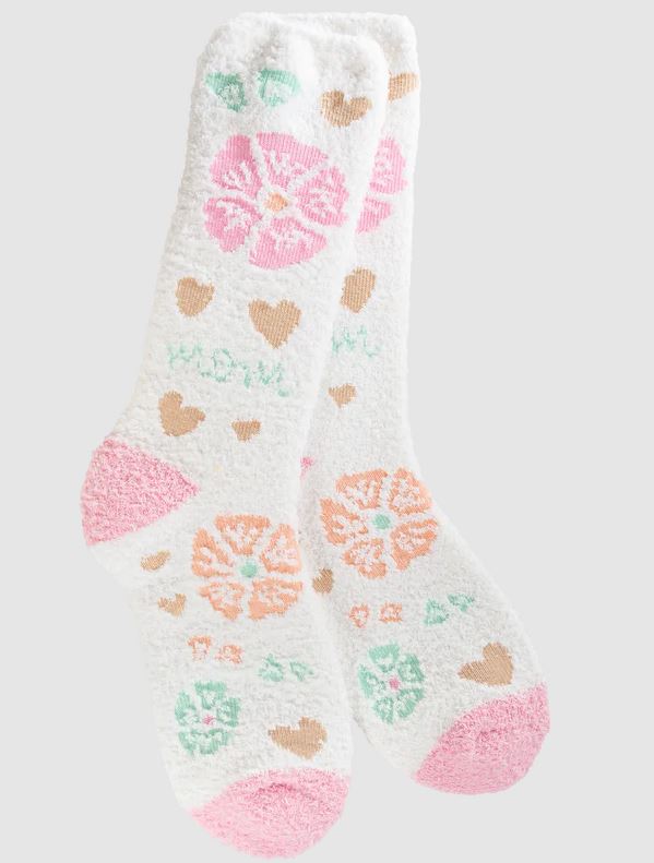COZY COLLECTION CREW SOCKS - FLORAL HEART MOM