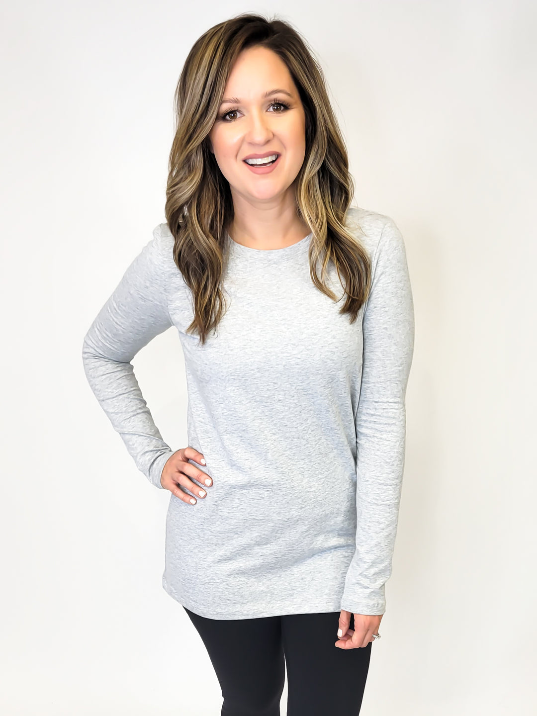 CREW NECK LONG SLEEVE LAYERING TOP – Brianne's Boutique