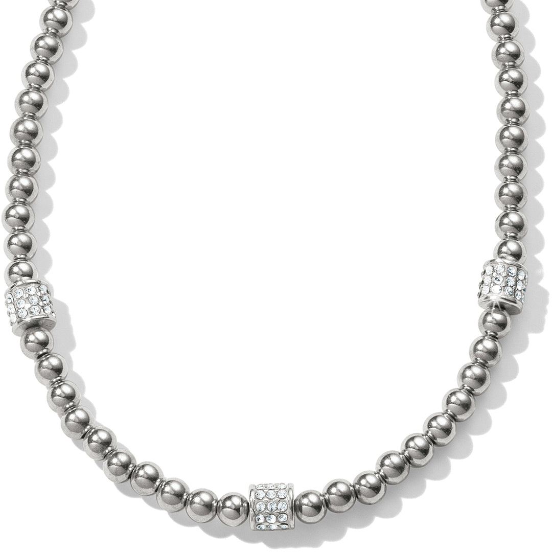 MERIDIAN PETITE BEADS STATION NECKLACE - SILVER