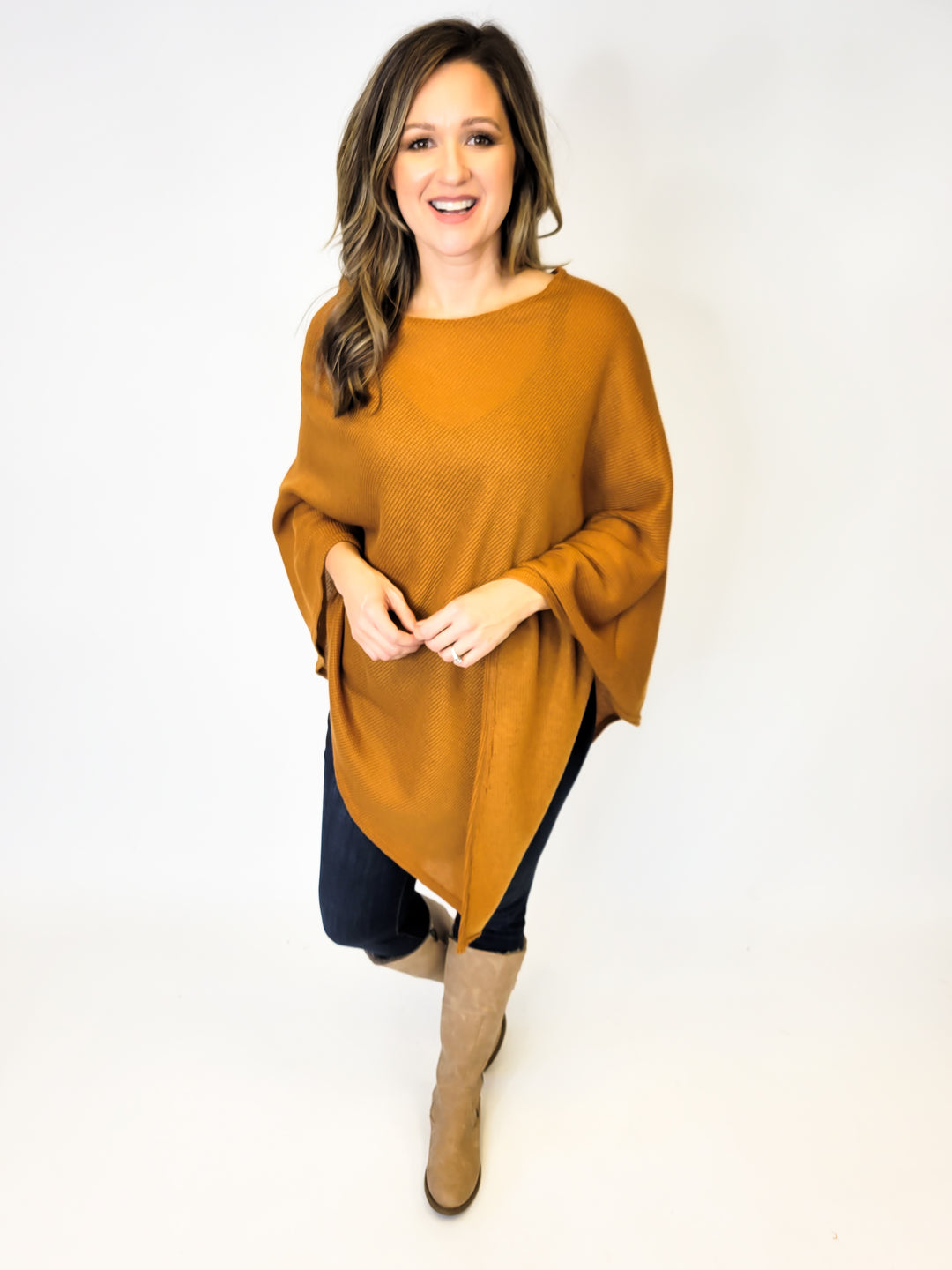 TEXTURED JERSEY PONCHO - O/S