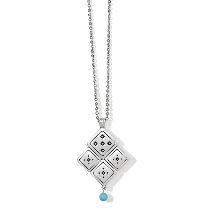 MOSAIC TILE NECKLACE - SILVER-TURQUOISE