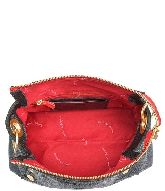 HAMMITT BRYANT MEDIUM STUDDED SHOULDER BAG - BLACK/BRUSHED GOLD/RED ZIP